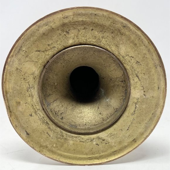 Candleholder Vintage Large Heavy Solid Brass Rustic Boho Country Pillar Style - Picture 9 of 9